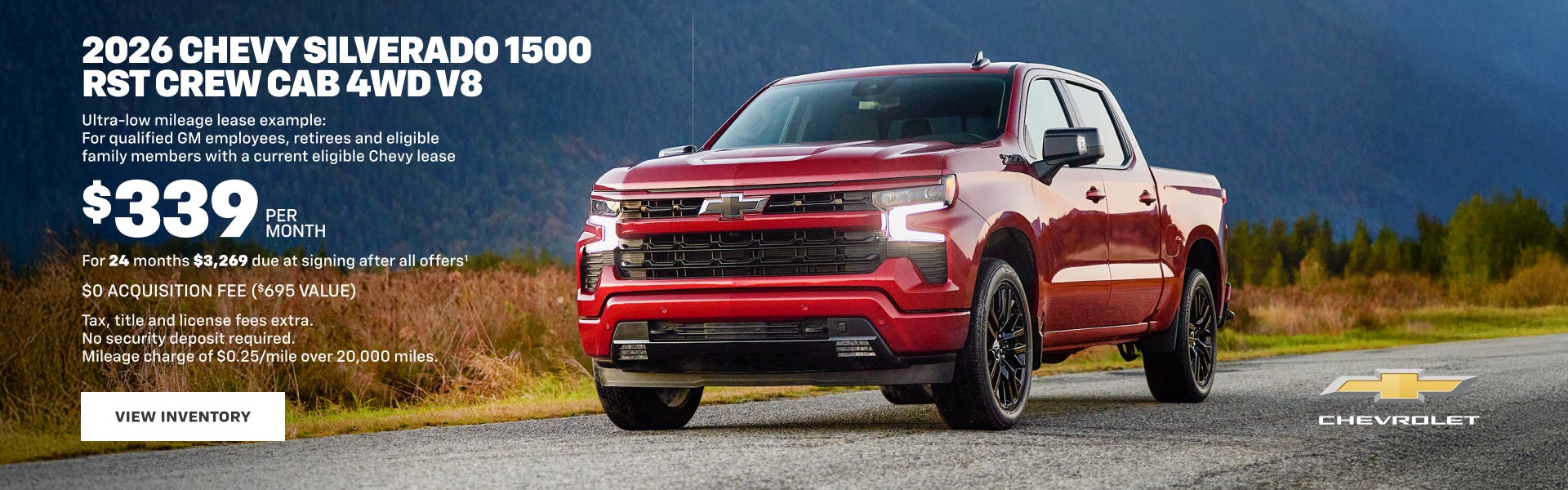 2026 Chevy Silverado 1500 RST Crew Cab 4WD V8. Ultra-low mileage lease example:for qualified GM e...